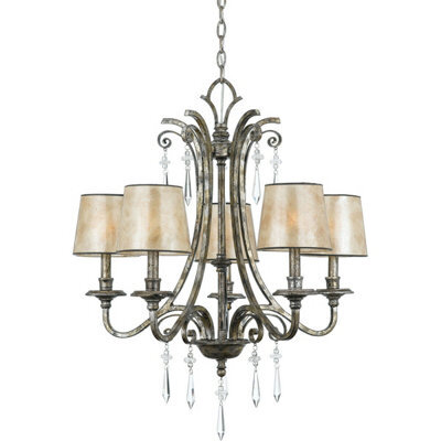 Elegant 5 Bulb Mottled Silver Chandelier Pendant Light With Led E14 60W Bulbs - image 1