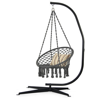 Costway Large Heavy Duty C-Stand Hanging Swing Egg Chair Hammock Frame W/ X Base 150Kg - image 1