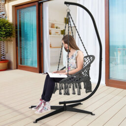 Costway Large Heavy Duty C-Stand Hanging Swing Egg Chair Hammock Frame W/ X Base 150Kg - thumbnail 6