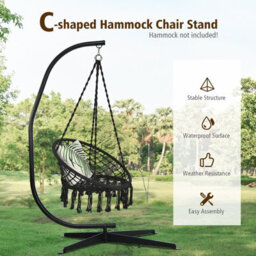 Costway Large Heavy Duty C-Stand Hanging Swing Egg Chair Hammock Frame W/ X Base 150Kg - thumbnail 7