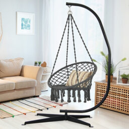 Costway Large Heavy Duty C-Stand Hanging Swing Egg Chair Hammock Frame W/ X Base 150Kg - thumbnail 5