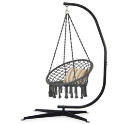 Costway Large Heavy Duty C-Stand Hanging Swing Egg Chair Hammock Frame W/ X Base 150Kg - thumbnail 1