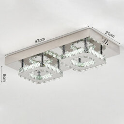 Living And Home Modern 42Cm W Small Chrome Effect Crystal Flush Led Cool White Ceiling Light Fixture - thumbnail 7
