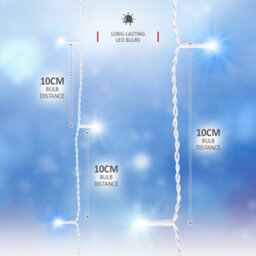 NETTA 480 Led Icicle Lights 15M Indoor/outdoor Christmas Lights With White Cable - Blue & Cool White - thumbnail 3
