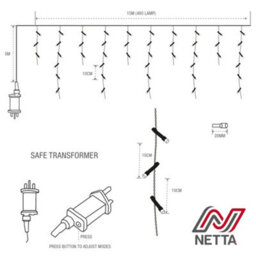 NETTA 480 Led Icicle Lights 15M Indoor/outdoor Christmas Lights With White Cable - Blue & Cool White - thumbnail 7