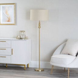 Valuelights Marissa Gold Stacked Ball Floor Lamp With Natural Drum Shade - thumbnail 4