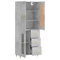 Berkfield Highboard Concrete Grey 69.5X34X180 Cm Engineered Wood - thumbnail 4