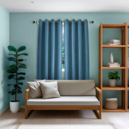 Happy Homewares Sea Blue Linen Style Blackout Eyelet Curtains - 46X54In Drop - 2 Panel - thumbnail 6