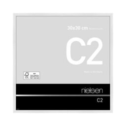 Nielsen C2 Polished White Aluminium Picture Frame 30X30Cm - With Float Glass And Push/turn Clips