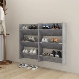Berkfield Modern Wall Shoe Cabinets 2 Pcs  Concrete Grey 60X18X90 Cm Engineered Wood - thumbnail 2