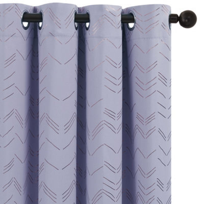 Deconovo Foil Printed Thermal Curtains 46 X 72 Inch Light Purple 2 Panels Super Soft Ring Top Blackout Curtains For Bedroom - image 1