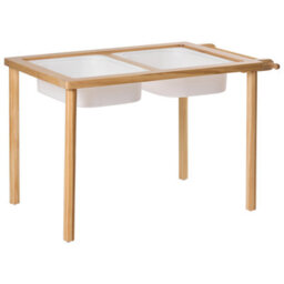 Wyld And Coco Montessori Kids Table And Stool Set, Light Brown Pine With Paper Roll And Chalkboard, Compact Scandiwood Design - thumbnail 7