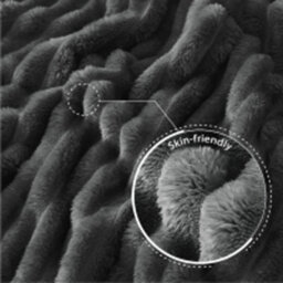 Dyzi Supersoft Ribbed 150X200Cm Jacquard Fleece Throw Blanket  Cozy Sofa & Bed Throw Charcoal - thumbnail 3