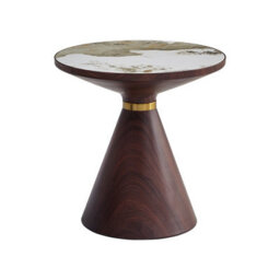 Aspect Furniture Hattie Round Walnut Sintered Stone Side Table,50Cm Dia,pandora/walnut - thumbnail 3