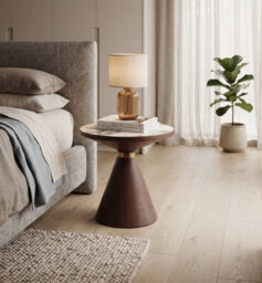 Aspect Furniture Hattie Round Walnut Sintered Stone Side Table,50Cm Dia,pandora/walnut - thumbnail 2