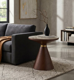 Aspect Furniture Hattie Round Walnut Sintered Stone Side Table,50Cm Dia,pandora/walnut - thumbnail 5