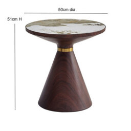 Aspect Furniture Hattie Round Walnut Sintered Stone Side Table,50Cm Dia,pandora/walnut - thumbnail 4