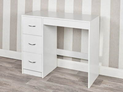 Urbn-Living Urbnliving Height 79.5Cm 3 Drawer Wooden Bedroom Dressing White Carcass And White Drawers Computer Work Table Desk Jewellery - image 1