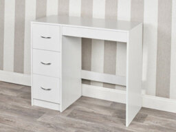 Urbn-Living Urbnliving Height  79.5Cm 3 Drawer Wooden Bedroom Dressing White Carcass And White Drawers Computer Work Table Desk Jewellery
