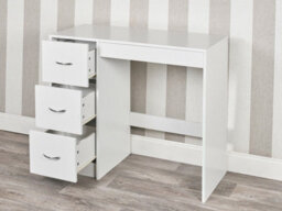 Urbn-Living Urbnliving Height  79.5Cm 3 Drawer Wooden Bedroom Dressing White Carcass And White Drawers Computer Work Table Desk Jewellery - thumbnail 2