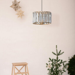 Ledsone Modern Crystal Glass Shade Mini Chandelier Pendant Light, Drum Shape E27 Ceiling Hanging Light Gold Without Bulb,20Cm - thumbnail 7