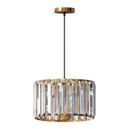 Ledsone Modern Crystal Glass Shade Mini Chandelier Pendant Light, Drum Shape E27 Ceiling Hanging Light Gold Without Bulb,20Cm - thumbnail 4