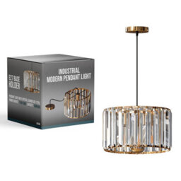 Ledsone Modern Crystal Glass Shade Mini Chandelier Pendant Light, Drum Shape E27 Ceiling Hanging Light Gold Without Bulb,20Cm - thumbnail 3