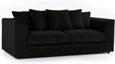 BlissFurniture Ltd Bliss Furniture Jumbo Cord 3 Seater Scatter Back Sofa In Black Colour Deep Comfort Modern Design Arms Compact Yet Spacious - image 1