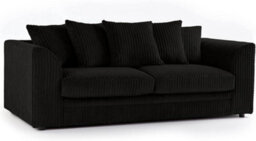 BlissFurniture Ltd Bliss Furniture Jumbo Cord 3 Seater Scatter Back Sofa In Black Colour Deep Comfort Modern Design Arms Compact Yet Spacious - thumbnail 1