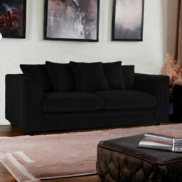 BlissFurniture Ltd Bliss Furniture Jumbo Cord 3 Seater Scatter Back Sofa In Black Colour Deep Comfort Modern Design Arms Compact Yet Spacious - thumbnail 4