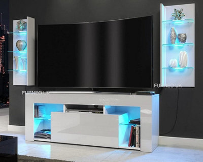 Furneo High Gloss & Matt White Living Room Set Tv Stand Display Cabinets Blue Led Lights Clifpuz 09 - image 1