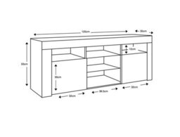 Furneo High Gloss & Matt White Living Room Set Tv Stand Display Cabinets Blue Led Lights Clifpuz 09 - thumbnail 4