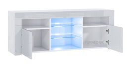 Furneo High Gloss & Matt White Living Room Set Tv Stand Display Cabinets Blue Led Lights Clifpuz 09 - thumbnail 2