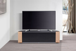 "Mda Designs Sirius 1600 Black With Beamthru Remote-Friendly Walnut Oak Interchangeable Trims For Flat Screen Tvs Up To 70""" - thumbnail 4