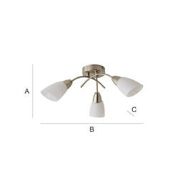 Valuelights Barine 3 Way Chrome Arm Cross Over Flush Ceiling Light Fitting With Frosted Glass Shades And Led Golfball Bulbs - thumbnail 8