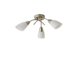 Valuelights Barine 3 Way Chrome Arm Cross Over Flush Ceiling Light Fitting With Frosted Glass Shades And Led Golfball Bulbs - thumbnail 7