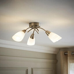 Valuelights Barine 3 Way Chrome Arm Cross Over Flush Ceiling Light Fitting With Frosted Glass Shades And Led Golfball Bulbs - thumbnail 2