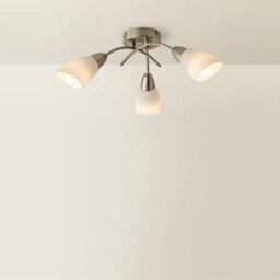 Valuelights Barine 3 Way Chrome Arm Cross Over Flush Ceiling Light Fitting With Frosted Glass Shades And Led Golfball Bulbs - thumbnail 4