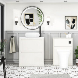 Royal Bathrooms Royal Bathroom Elmore 700mm Classic White Freestanding Bathroom Vanity Unit 2 Drawer Plain White Worktop With Milan Basin - thumbnail 5