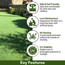 "Malaga 40mm Outdoor Artificial Grass, Value For Money, Pet-Friendly Artificial Grass For Lawn-8M(26'3"") X 4M(13'1"")-32M²" - thumbnail 5