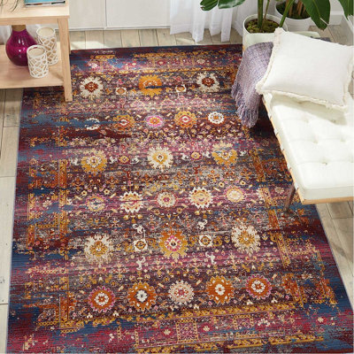 Floral Luxurious Traditional Persian Easy To Clean Rug For Living Room Bedroom And Dining Room-71 X 230Cm (Runner) - image 1