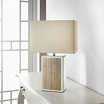 Biznest Square Glitter Mirror Table Lamp Modern Sparkle Home Decor Ideal For Living Rooms And Bedrooms ( Gold )