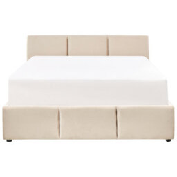 Beliani Ottoman Bed Velvet Bousse 140 X 200 Cm (Eu Double) Light Beige - thumbnail 6