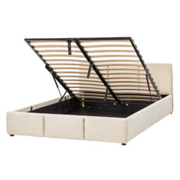 Beliani Ottoman Bed Velvet Bousse 140 X 200 Cm (Eu Double) Light Beige - thumbnail 1