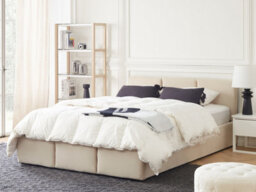 Beliani Ottoman Bed Velvet Bousse 140 X 200 Cm (Eu Double) Light Beige - thumbnail 2