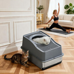 London Boutique 60X40X35Cm Stainless Steel Cat Litter Tray, High Sided Cat Litter Box, Anti Leak Pet Toilet, Grey - thumbnail 5