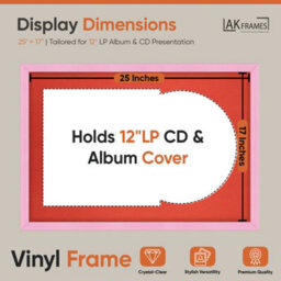 "AK Frames 25X17"" Pink Classic Vinyl Record Frame With Poppy Red Mount For 12 Inch Lp Cover & Disc - Overlapped Design" - thumbnail 2