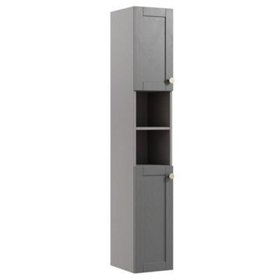 Ashford Matt Dusty Grey Double Wall-Mounted Bathroom Cabinet (H)180Cm (W)29.5Cm - image 1