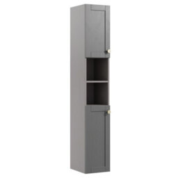 Ashford Matt Dusty Grey Double Wall-Mounted Bathroom Cabinet (H)180Cm (W)29.5Cm - thumbnail 1
