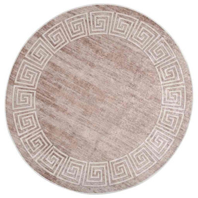 Berkfield Durable Rug Washable 120 Cm Beige Anti Slip
